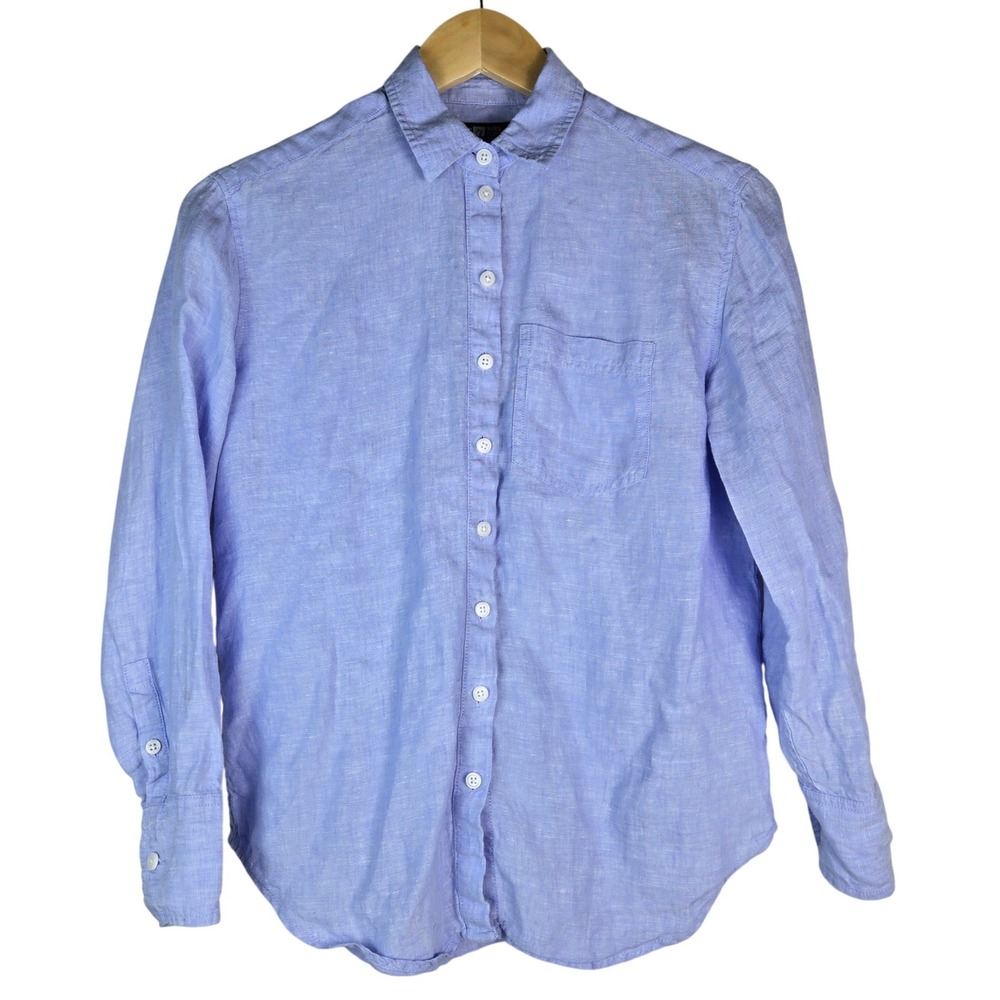 J Crew Baird McNutt Irish Linen Shirt Blue Garcon Classic Fit 00P CG941
